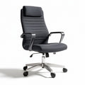Office chair with adjustable headrest ergonomic design black fabric seat 60 x 60 x 110cm