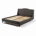 Upholstered bed frame with wooden slats king size gray 200 x 160 x 40cm