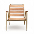 Wood and metal lounge chair for outdoor patio use 60 x 60 x 80cm
