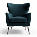 Fabric upholstered armchair with metal legs in teal color 80 x 75 x 90cm